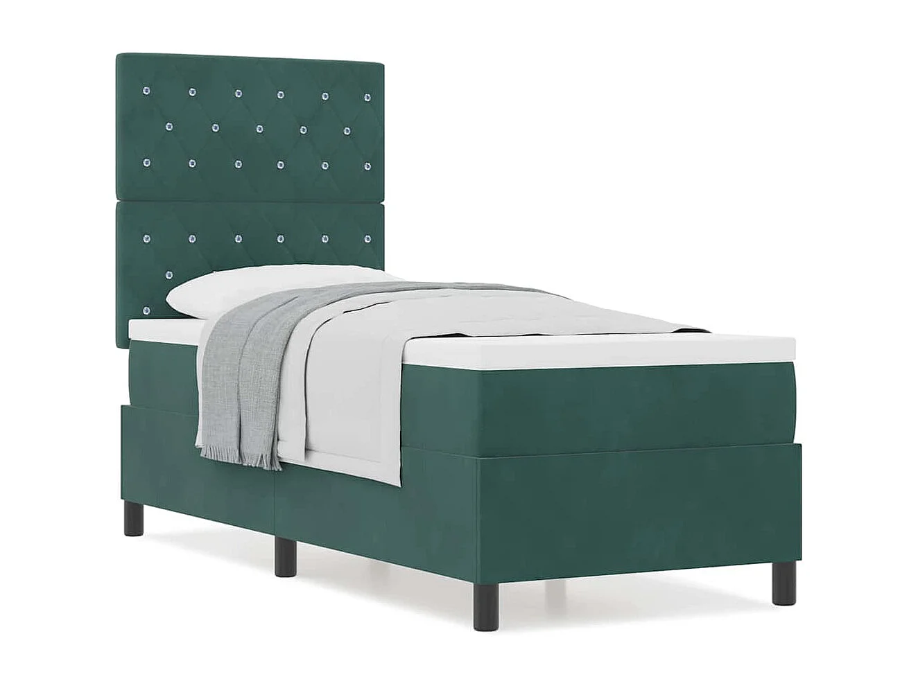 Cama de solteiro-Cama de adulto-Cama Box com colchão Verde Escuro 80 x 200cm tecido SHL782293