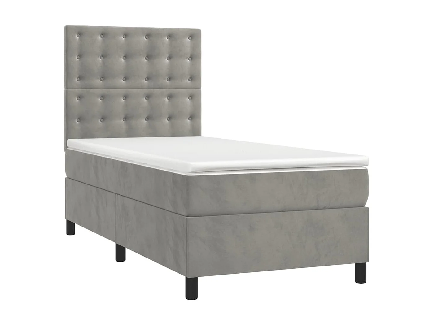 Einzelbett | Bettgestell | Boxspringbett mit Matratze Hellgrau 80x200 cm Samt SHL613567