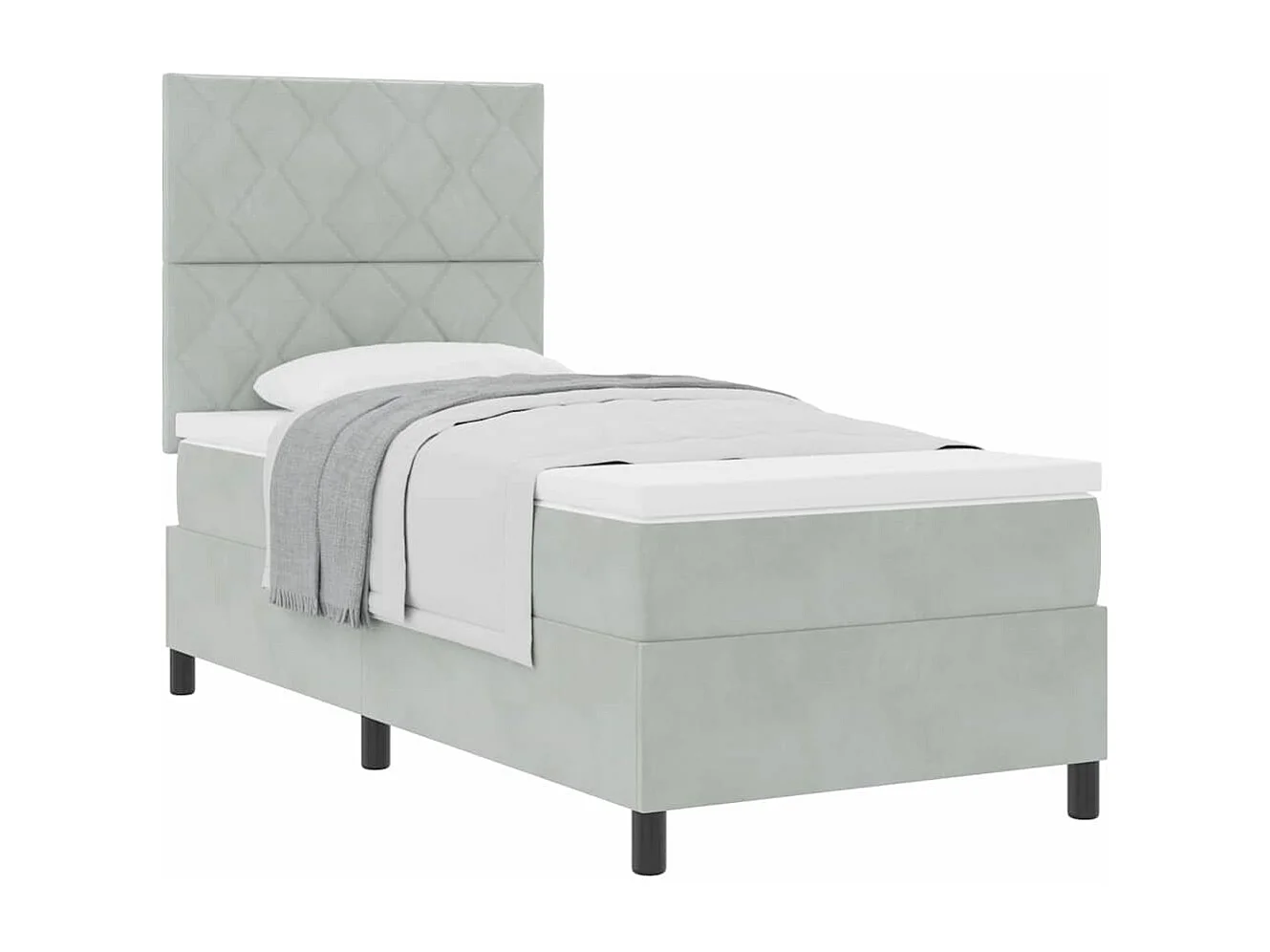 Cama de solteiro-Cama de adulto-Cama Box com colchão Cinzento-claro 100 x 200cm tecido SHL499059