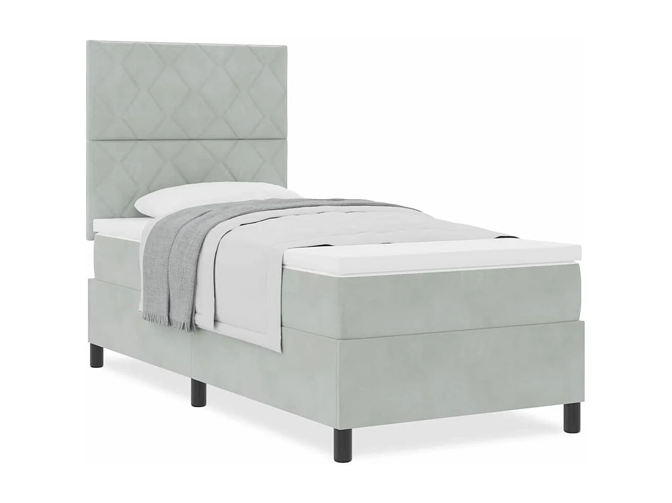 Cama de solteiro-Cama de adulto-Cama Box com colchão Cinzento-claro 100 x 200cm tecido SHL499059