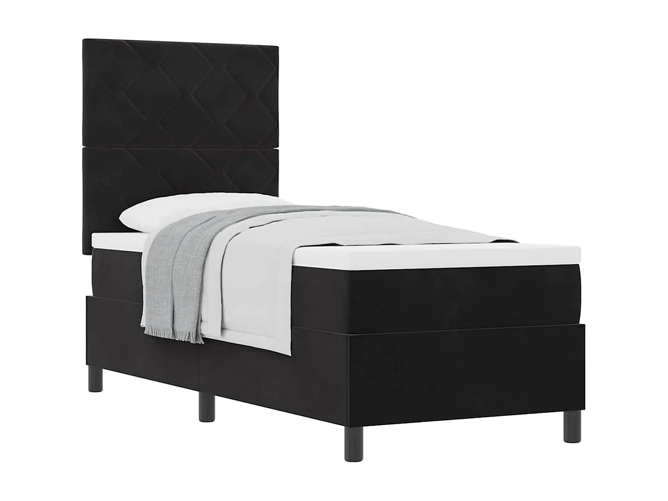 Cama individual | Cama para adultos | Cama tipo Box Spring con colchón Negro 80x200 cm tela SHL54133