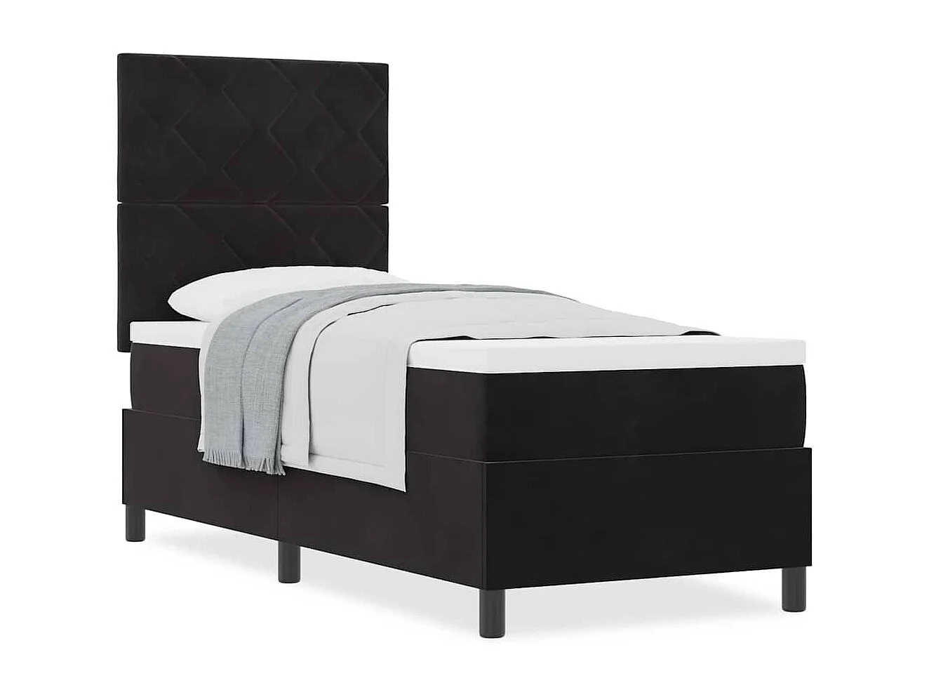 Cama individual | Cama para adultos | Cama tipo Box Spring con colchón Negro 80x200 cm tela SHL54133