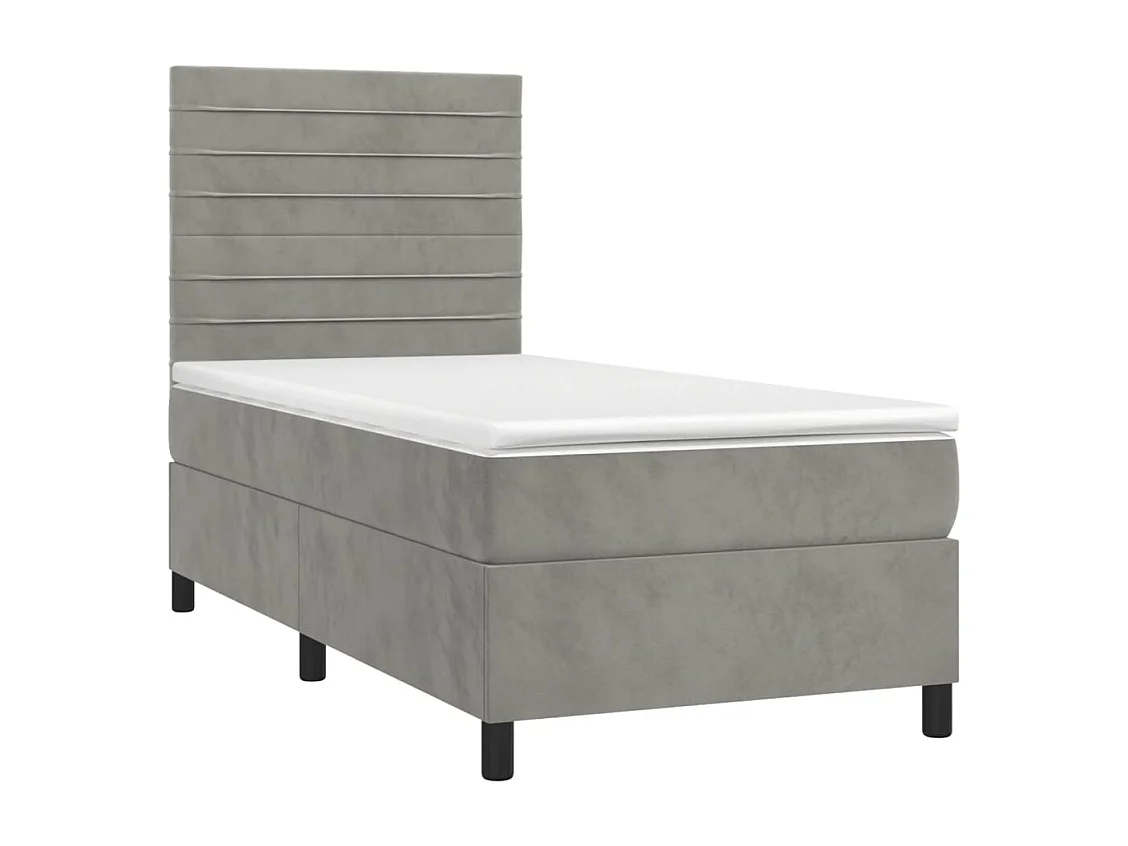 Einzelbett | Bettgestell | Boxspringbett mit Matratze Hellgrau 100x200 cm Samt SHL989653
