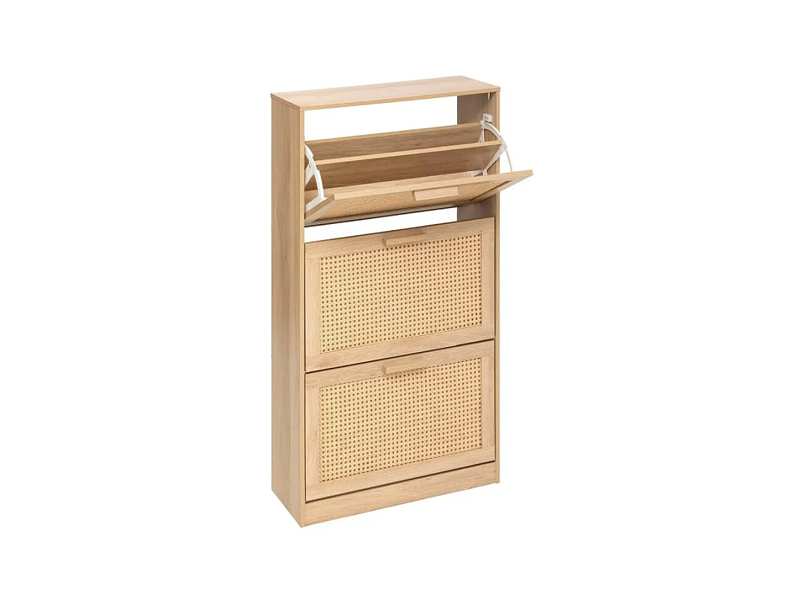 Meuble à Chaussures 3 Tiroirs "Cane" 113cm Naturel