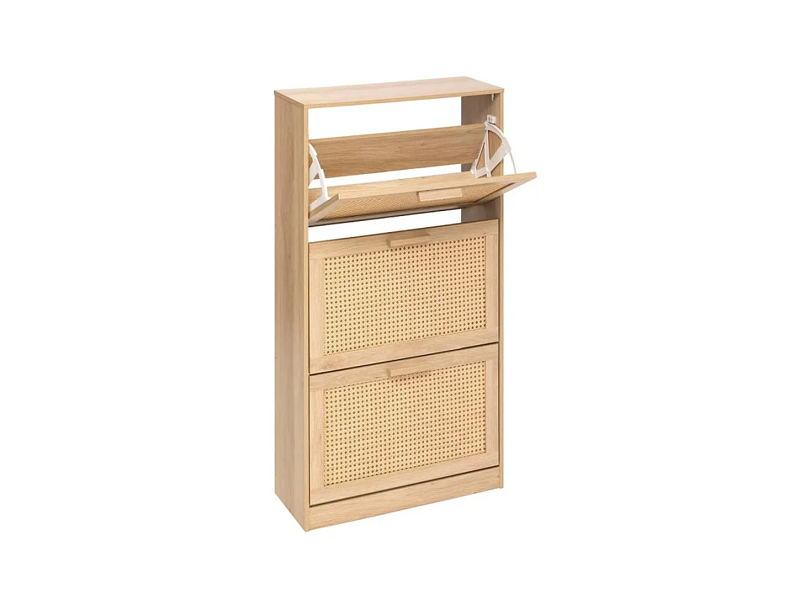 Meuble à Chaussures 3 Tiroirs "Cane" 113cm Naturel