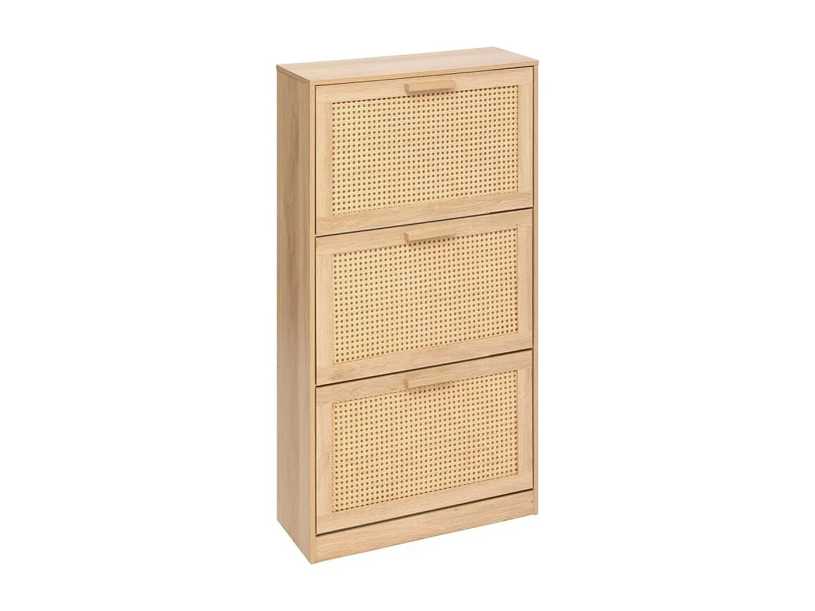 Meuble à Chaussures 3 Tiroirs "Cane" 113cm Naturel