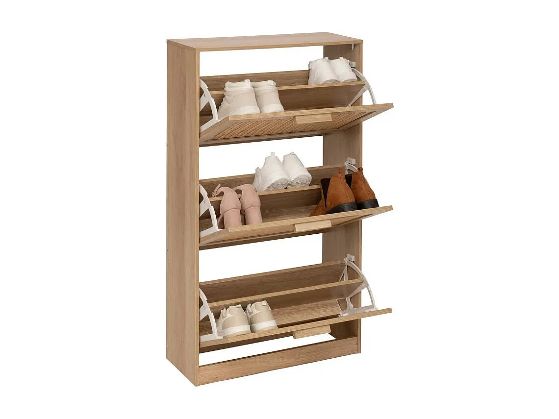 Meuble à Chaussures 3 Tiroirs "Cane" 113cm Naturel