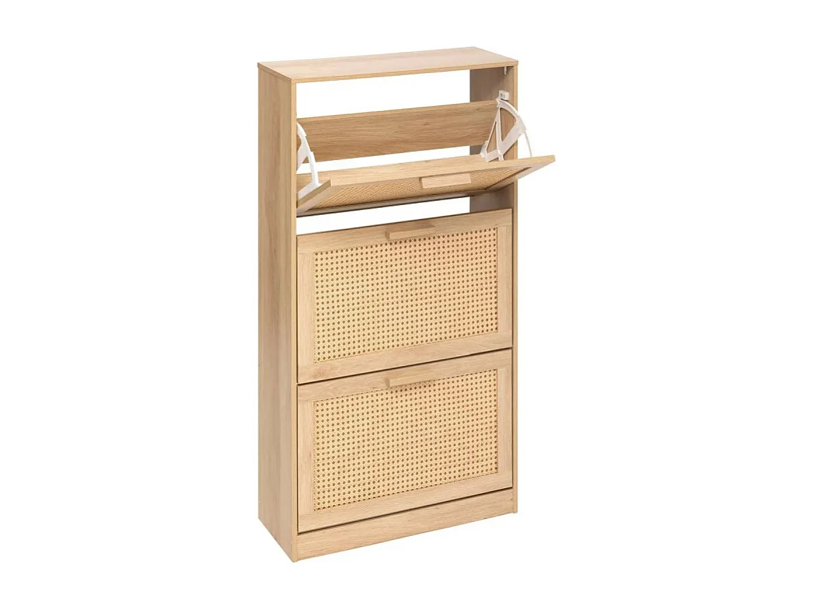 Meuble à Chaussures 3 Tiroirs "Cane" 113cm Naturel