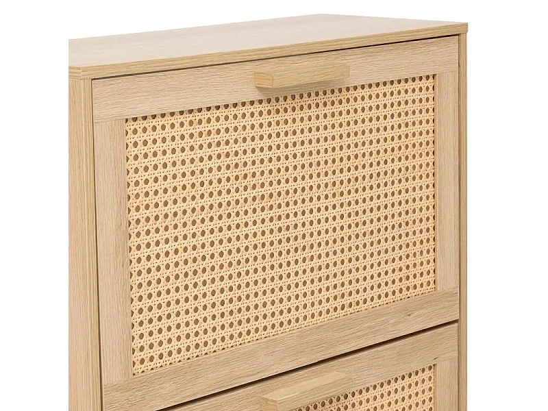 Meuble à Chaussures 3 Tiroirs "Cane" 113cm Naturel