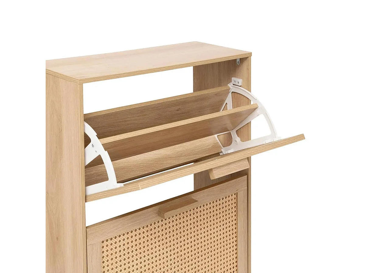 Meuble à Chaussures 3 Tiroirs "Cane" 113cm Naturel