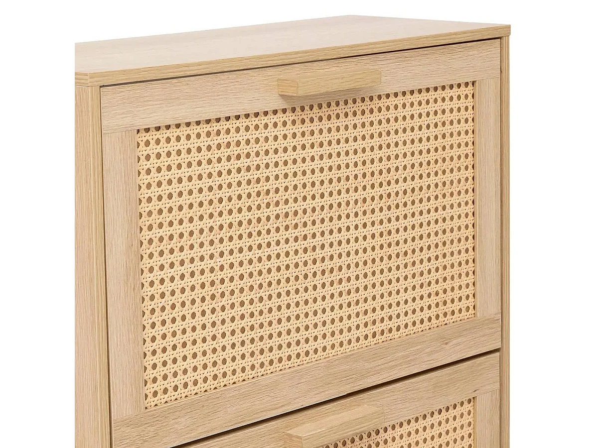 Meuble à Chaussures 3 Tiroirs "Cane" 113cm Naturel