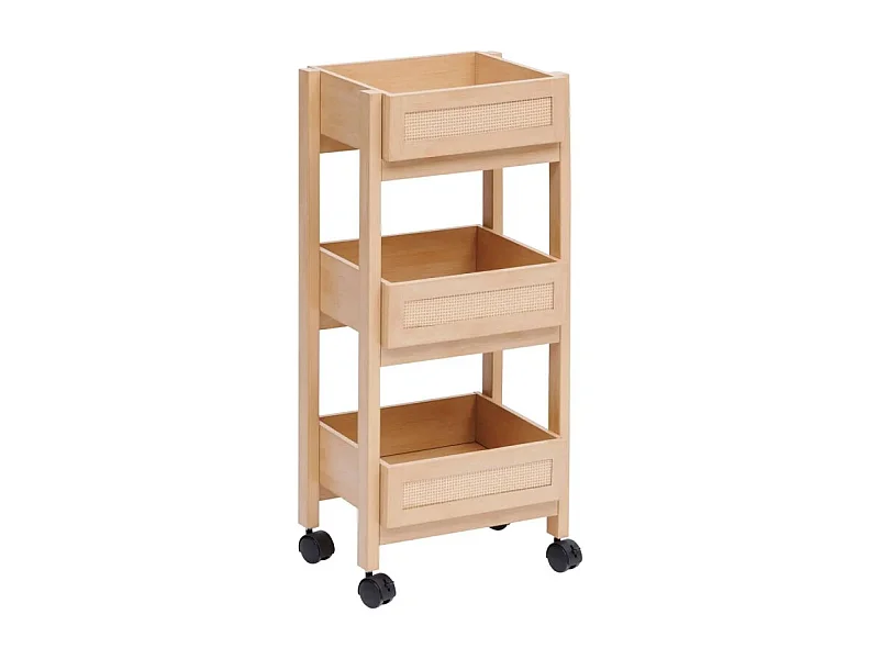 Desserte Salle de Bain 3 Niveaux "Cane" 85cm Naturel