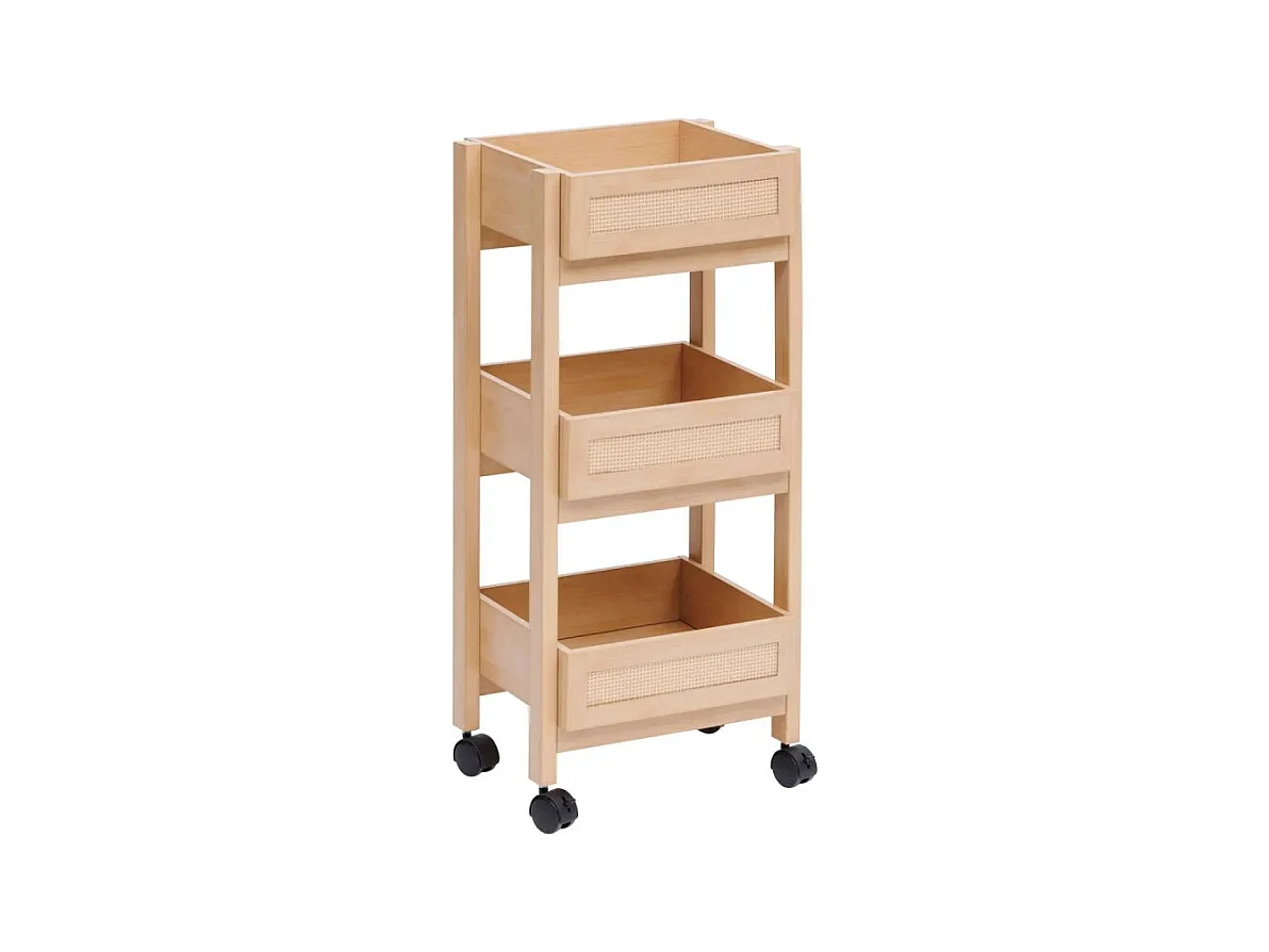 Desserte Salle de Bain 3 Niveaux "Cane" 85cm Naturel