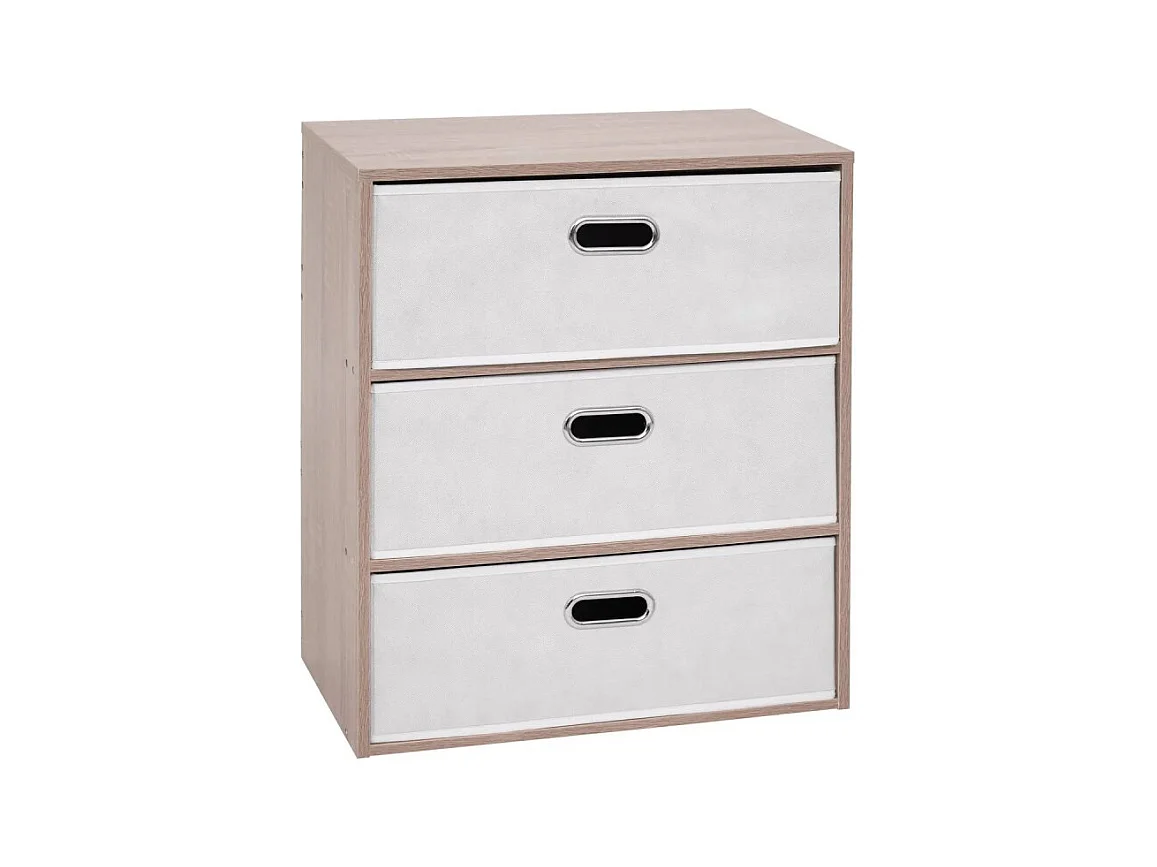 Commode 3 Tiroirs Paniers "Dress Up" 50cm Beige