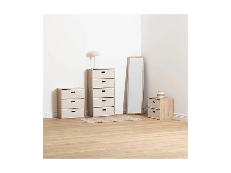 Commode 3 Tiroirs Paniers "Dress Up" 50cm Beige