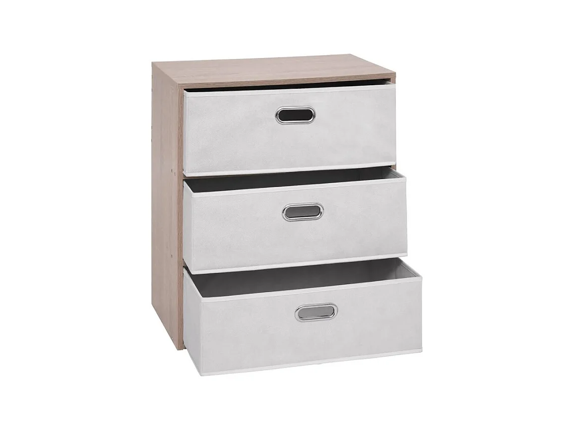 Commode 3 Tiroirs Paniers "Dress Up" 50cm Beige