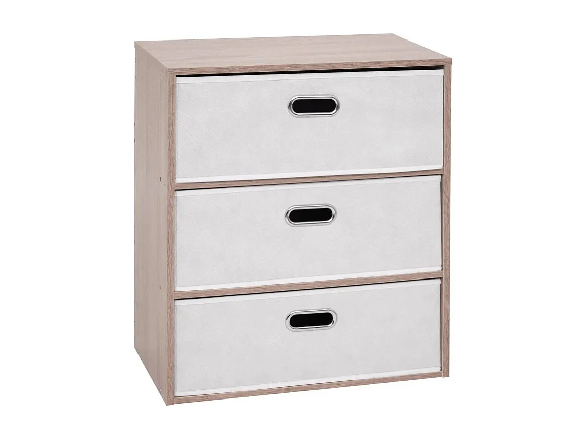 Commode 3 Tiroirs Paniers "Dress Up" 50cm Beige