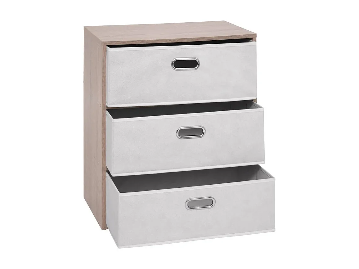 Commode 3 Tiroirs Paniers "Dress Up" 50cm Beige