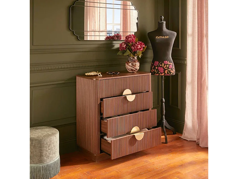 Commode 4 Tiroirs "Wany" 85cm Marron