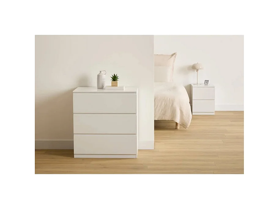 Commode 3 Tiroirs Design "Dolo" 78cm Blanc