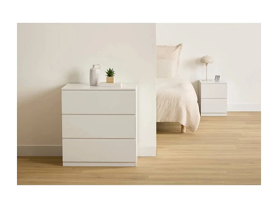 Commode 3 Tiroirs Design "Dolo" 78cm Blanc