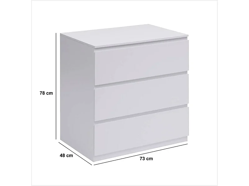 Commode 3 Tiroirs Design "Dolo" 78cm Blanc