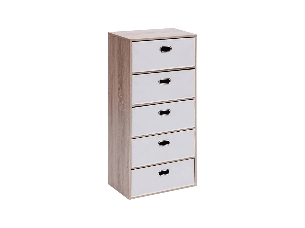 Commode 5 Tiroirs Paniers "Dress Up" 100cm Beige