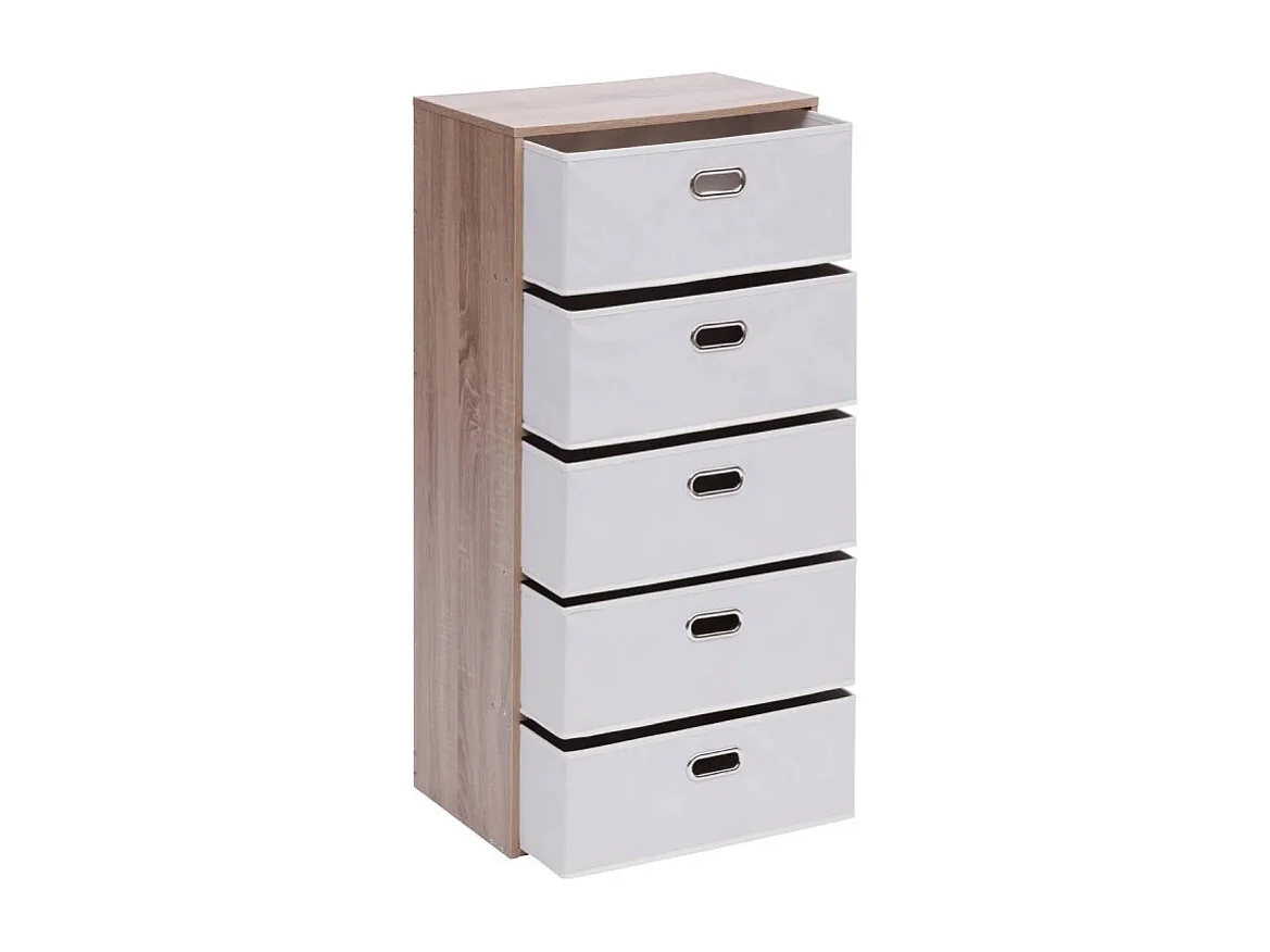 Commode 5 Tiroirs Paniers "Dress Up" 100cm Beige