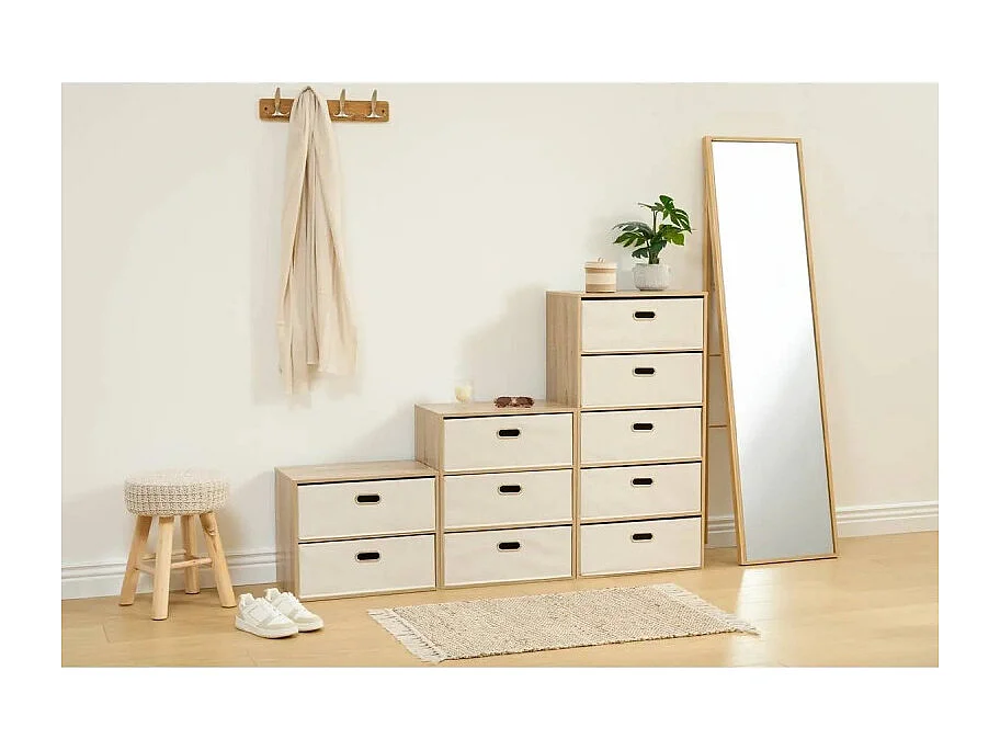 Commode 5 Tiroirs Paniers "Dress Up" 100cm Beige