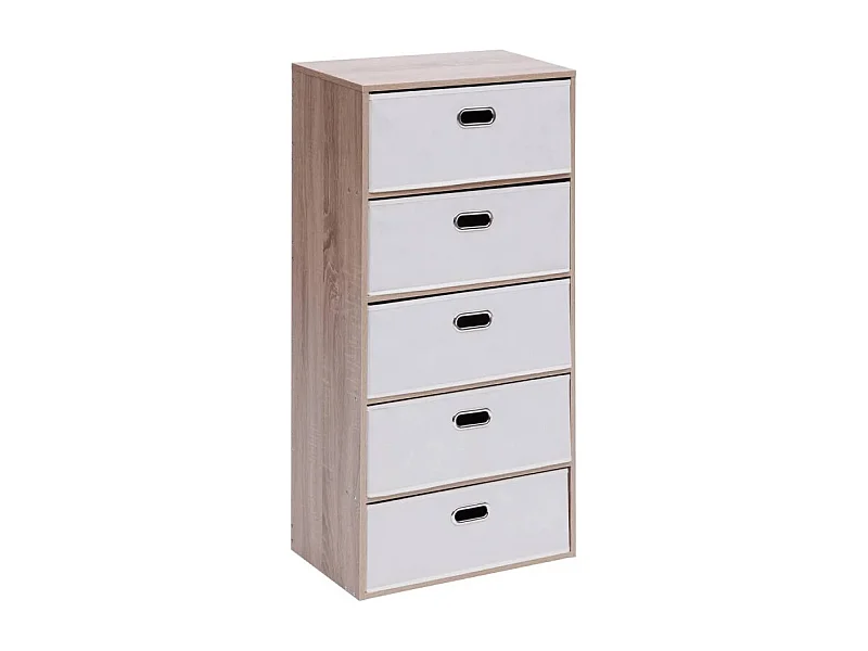 Commode 5 Tiroirs Paniers "Dress Up" 100cm Beige
