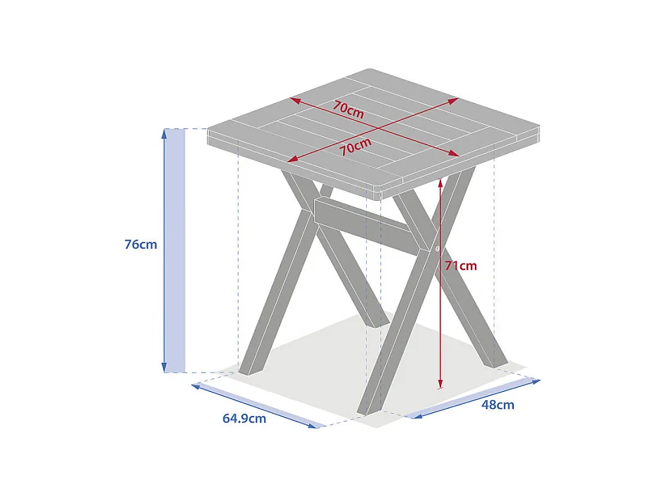 Table carrée fixe extérieure Xenia 2 places acacia Hespéride