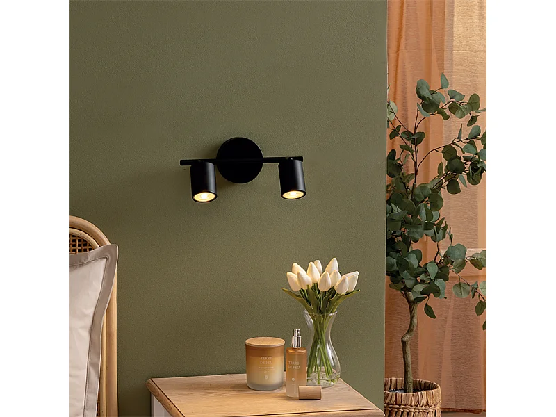 Applique Murale 2 Spots Orientables "Vico" 16cm Noir