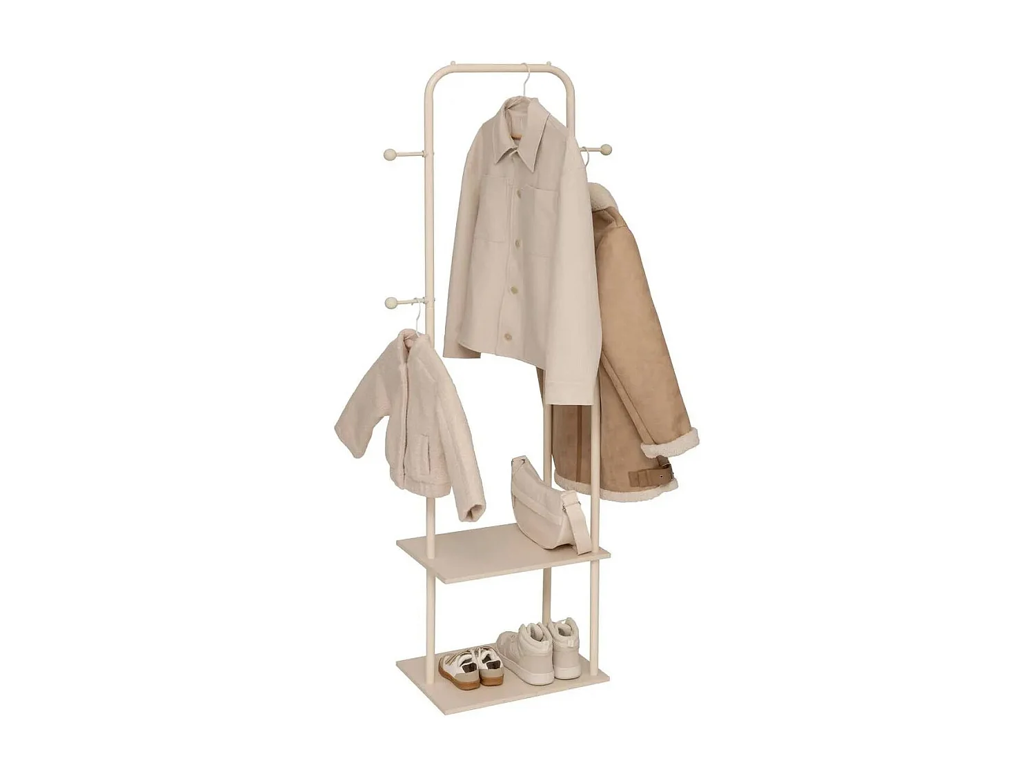 Portant à Vêtements Avec Étagères "Liny" 164cm Beige