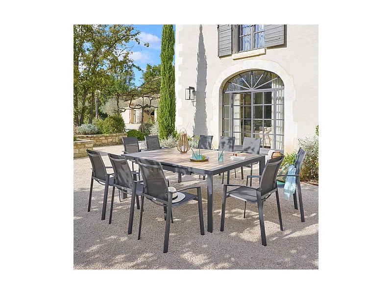 Table de jardin extensible carrée Evasion honey / graphite Hespéride