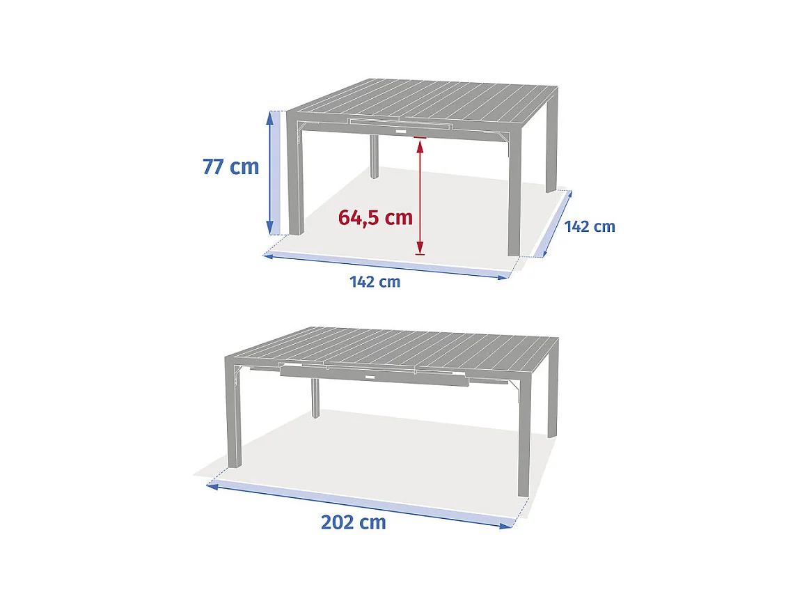 Table de jardin extensible carrée Evasion honey / graphite Hespéride