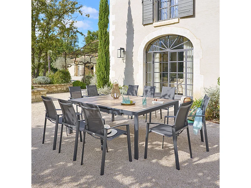 Table de jardin extensible carrée Evasion honey / graphite Hespéride