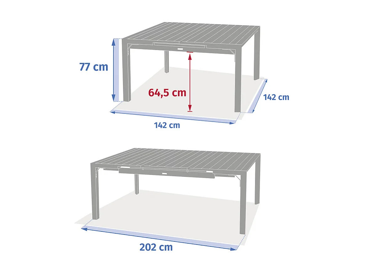 Table de jardin extensible carrée Evasion honey / graphite Hespéride