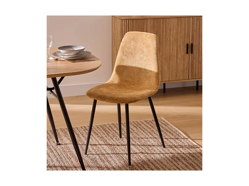 Chaise tissu chenille Tyka ocre Atmosphera