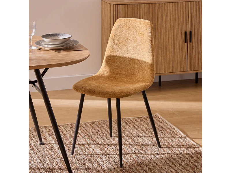 Chaise tissu chenille Tyka ocre Atmosphera