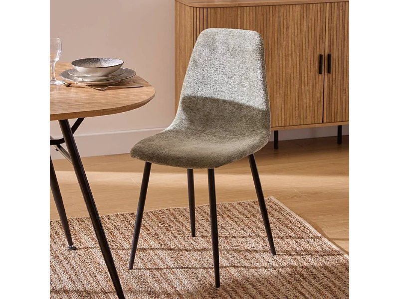 Chaise tissu chenille Tyka kaki Atmosphera