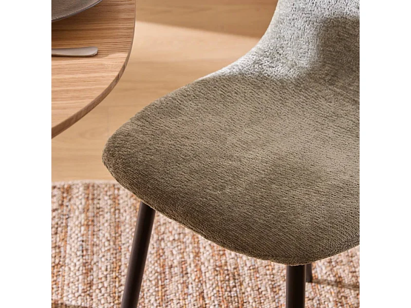 Chaise tissu chenille Tyka kaki Atmosphera