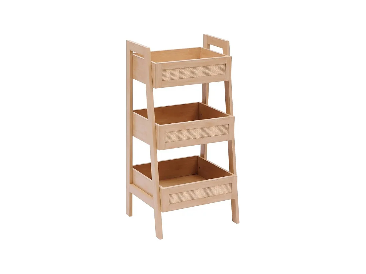 Étagère Salle de Bain 3 Niveaux "Cane" 80cm Naturel