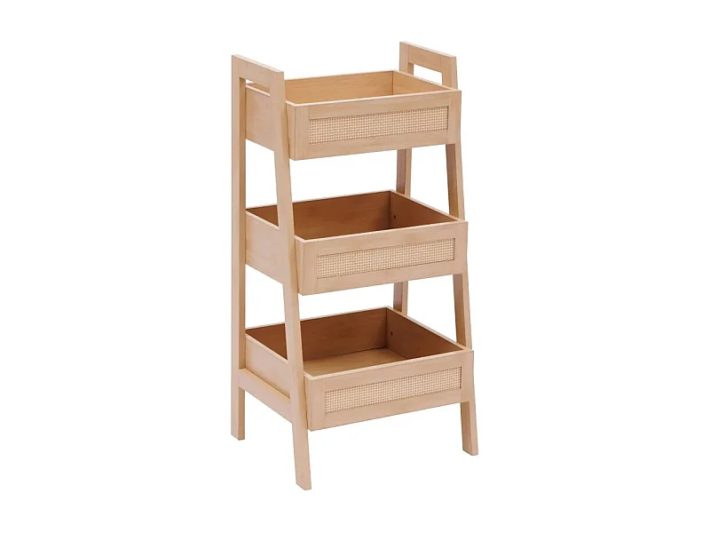 Étagère Salle de Bain 3 Niveaux "Cane" 80cm Naturel