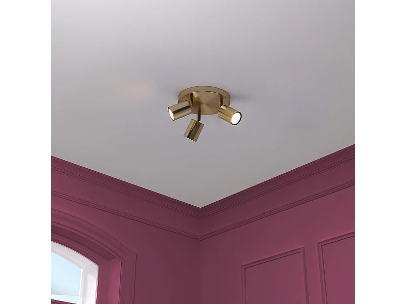 Plafonnier 3 Spots Orientables "Vico" 20cm Doré