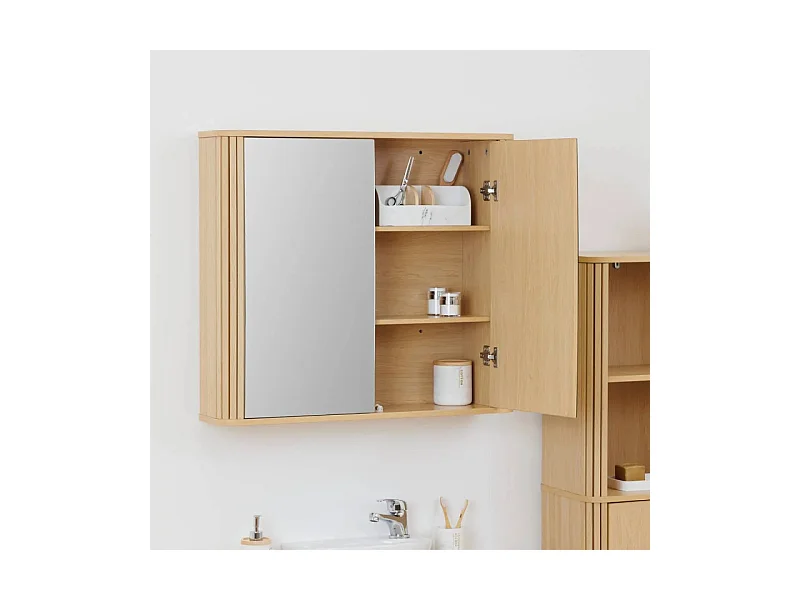 Meuble Haut Double Miroir "Liora" 80cm Naturel