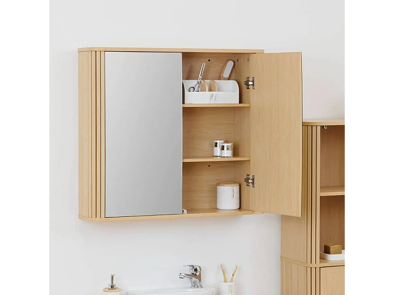 Meuble Haut Double Miroir "Liora" 80cm Naturel