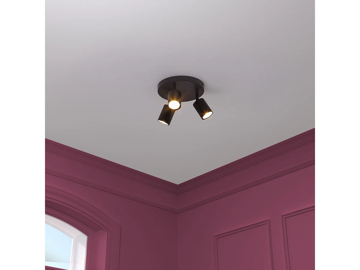 Plafonnier 3 Spots Orientables "Vico" 20cm Noir