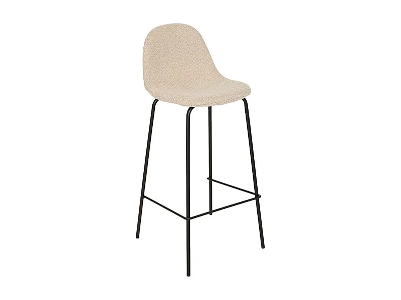 Tabouret de bar Vladi tissu beige bouclette Atmosphera