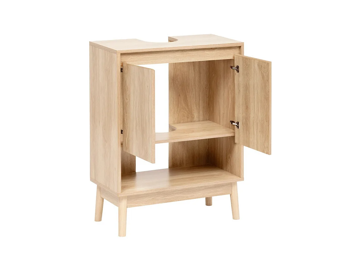Meuble Sous Lavabo 2 Portes "Abana" 80cm Naturel