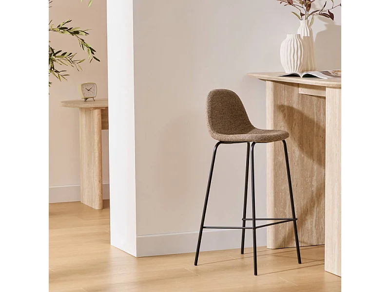 Tabouret de bar Vladi tissu moka bouclette Atmosphera